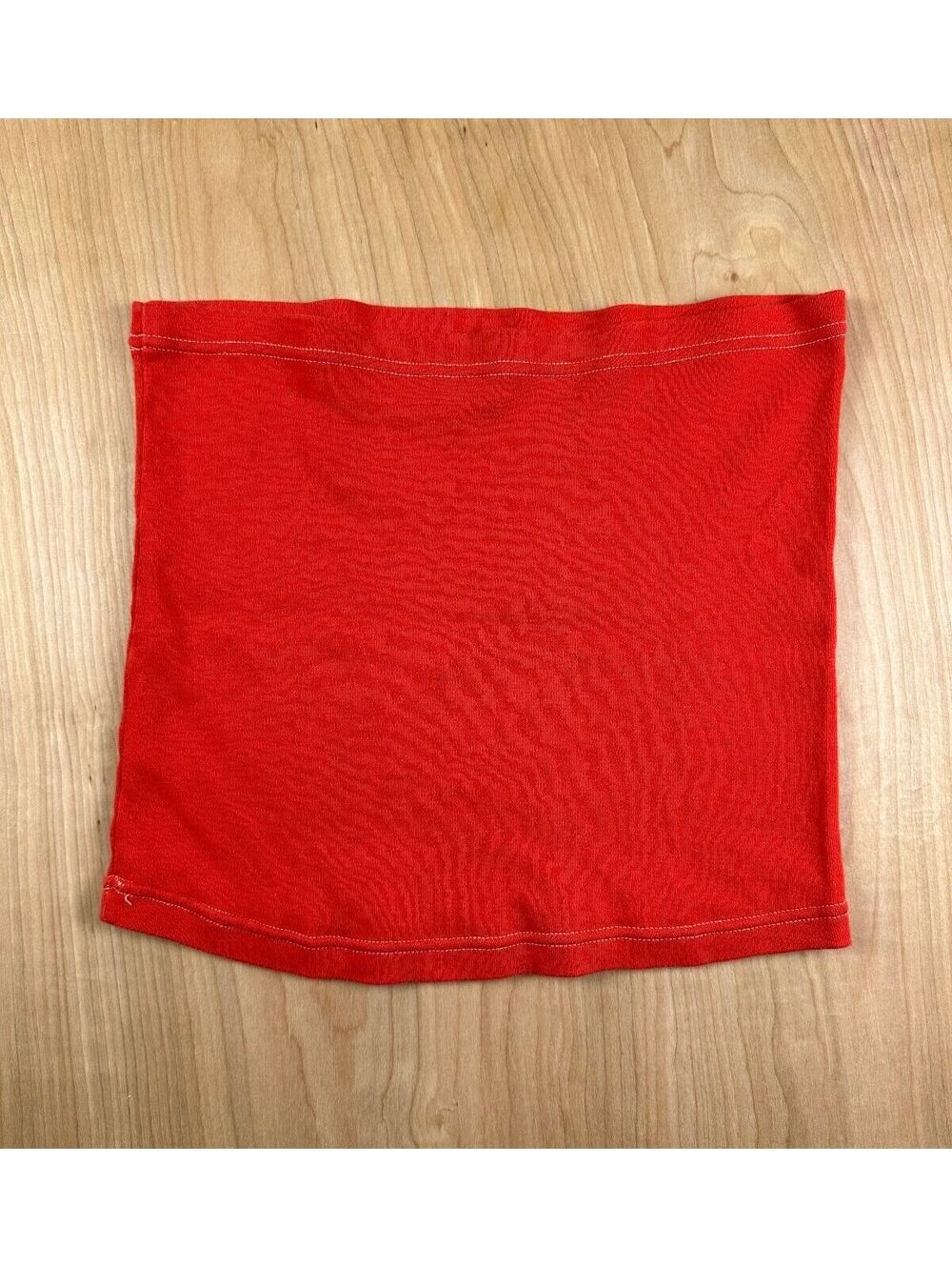 Vintage 90s red tube top small cropped knit contrast stitching summer